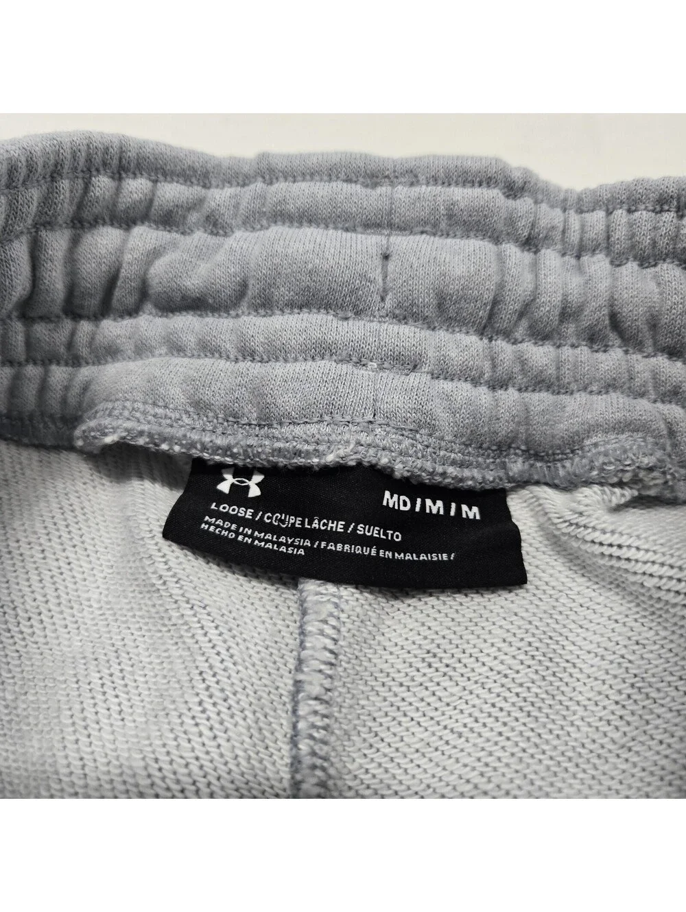EUC Men's MEDIUM Under Armour Project Rock Grey Sweatpants Heavy Terry 1370455